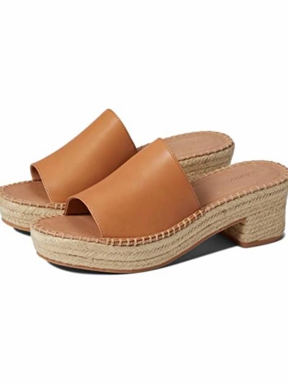 Soludos IBIZA CLASSIC WEDGE SLIDE Leather Brown Espadrille Jute Wedges